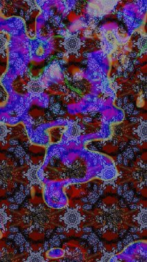 Raster illüstrasyonundaki çiçek desenli çizim. Düz Çiçek Elementleri Tasarımı. Renkli Bahar Teması eskiz kalıbı. Süslü kumaş deseni.