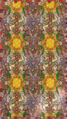 Raster deseni. Botanik çizim kalıbı. Suluboya etkisi. Organik elementler.