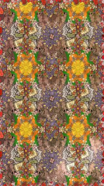 Raster deseni. Botanik çizim kalıbı. Suluboya etkisi. Organik elementler.