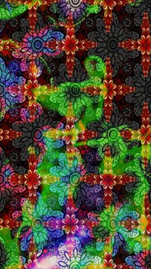 Flowers on green and black colors. Flat Flower Elements Design. Colour Spring Theme sketch pattern Background. Sketch Floral Pattern in Raster illustration.