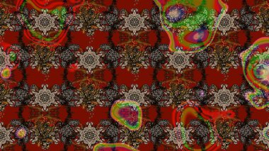 Doğal kozmetik ürünleri, parfüm, çiçekçi dükkanı için bahar ihalesi tasarımı. Paket kağıdı için en iyisi. Karşılama ya da düğün geçmişi olarak kullanılabilir. Kahverengi ve kırmızı lale çiçekleriyle Raster eskiz deseni.