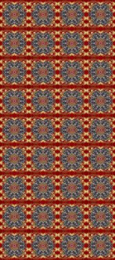 Barok tarzında altın çiçek süsü. Damask arkaplanı tekerrür ediyor. Antika altın tekrarlanabilir duvar kağıdı. Gri, kırmızı ve kahverengi renklerde altın element.