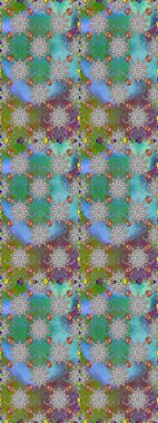 El çizimi çiçekli, pürüzsüz bir desen. Çocuksu tasarım. Tekstil, kumaş, ambalaj, hatıra defteri için hoş bir çiçek arkaplanı. Mavi arkaplanda.