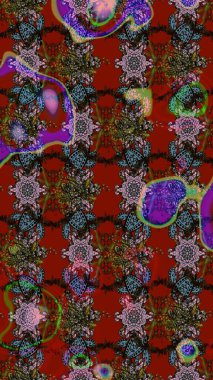 Düz Çiçek Elementleri Tasarım Raster illüstrasyonu. Çiçekli çiçek deseni, suluboya. Kırmızı ve kahverengi renkte çiçekler. Renkli Bahar Teması çizim şablonu.