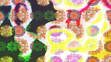 Renkli Bahar Teması eskiz kalıbı. Düz Çiçek Elementleri Tasarım Raster illüstrasyonu. Çiçek desenli eskiz. Tarafsız ve sarı renkte çiçekler.