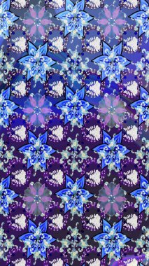 Mavi renkli çiçekler. Raster illüstrasyonu. Tropikal çizim çiçek deseni.