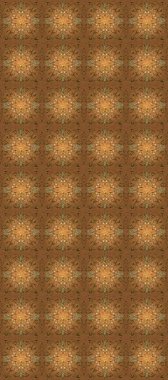 Çiçekli süslemeli, pürüzsüz bir desen. Turuncu ve kahverengi renkli geleneksel dekor. Süslü dantel iz sürücü. Duvar kâğıdı için altın süslü bir illüstrasyon. Doğu tarzında vintage tasarım ögesi.