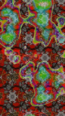 Çiçekler. Vadinin çiçekleri kahverengi ve gri renklerde. Soyut etnik raster çizim kalıbı.