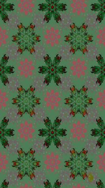 Renkli Bahar Teması eskiz kalıbı. Yeşil renkli çiçekler. Güzel çiçek deseni. Düz Çiçek Elementleri Tasarımı.