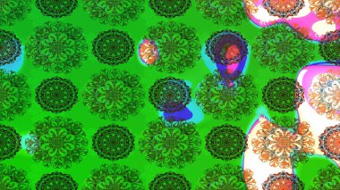 Eskiz arkaplan modeli. Raster - stok. Yapraklı çiçekler ve yeşil renkli papatya çiçekleri..