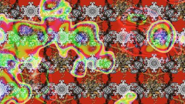 Elle çizilmiş çiçek desenli Raster çizimi. Çocuksu tasarım. Kırmızı ve gri arka planda. Tekstil, kumaş, ambalaj, hatıra defteri için güzel çiçek arkaplanı..