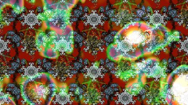 Renkli Bahar Teması eskiz kalıbı. Düz Çiçek Elementleri Tasarım Raster illüstrasyonu. Yeşil ve kahverengi renkli çiçekler. Çiçek eskiz kalıbı geçmişi.