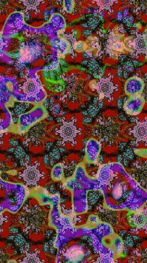 Kahverengi ve kırmızı renkte çiçekler. Raster illüstrasyonunda çiçek deseni çizimi.