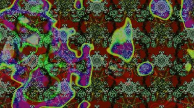 Raster illüstrasyonundaki çiçek desenli çizim. Yeşil ve gri renkli çiçekler. Renkli Yaz Temalı eskiz kalıbı. Düz Çiçek Elementleri Tasarımı.