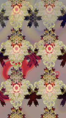 Raster. Renkli güzel çiçekli eskiz deseni, suluboya çiçek deseni, duvar kağıdı, kart veya kumaş için fayanslı..