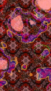 Renkli Bahar Teması eskiz kalıbı. Çiçek deseni. Raster güzel kumaş deseni çiziyor. Düz Çiçek Elementleri Tasarımı.