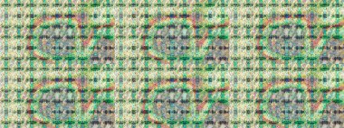 3D çiçekler, eskiz. Raster illüstrasyonu. Tarafsız ve yeşil renklerde.