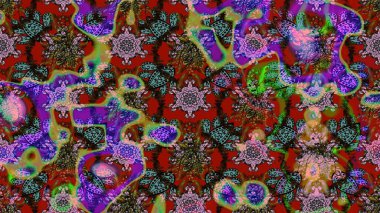 Raster illüstrasyonundaki çiçek desenli çizim. Kahverengi ve kırmızı renkte çiçekler.