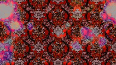 Raster illüstrasyonu. Nazik, yaz çiçekleri kahverengi ve kırmızı renklerde. Raster deseni. Küçük çiçekte sevimli çiçek deseni var..