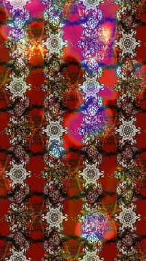 Raster illüstrasyonu. Kahverengi ve kırmızı renklerde. Çiçek. Taslak dekoratif arka plan, çiçek mandala.