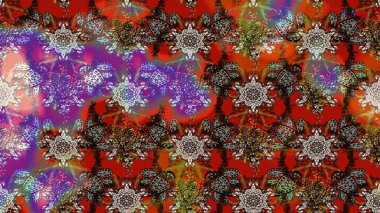 Kahverengi ve kırmızı renkte güzel çiçekler, suluboya desenli, duvar kağıdı, kart ya da kumaş için fayanslı eskizler. Raster..