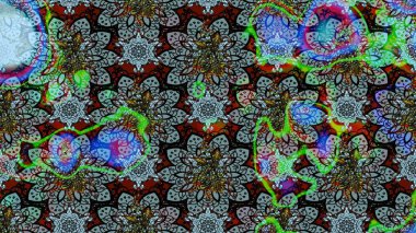 Mavi ve nötr renklerde Asya tekstil tarzında. Raster illüstrasyonu. Suluboya çiçekli çiçek deseni.