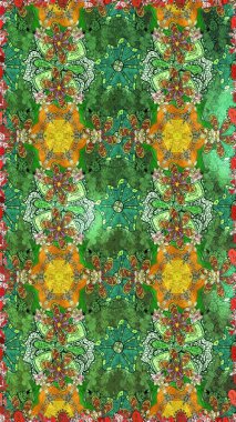 Düz Çiçek Elementleri Tasarımı. Raster illüstrasyonundaki çiçek desenli çizim. Güzel kumaş deseni. Renkli Bahar Teması çizim şablonu.