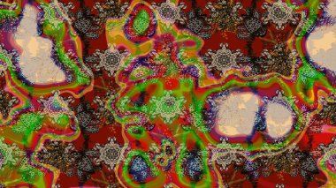 Kahverengi ve kırmızı renklerde bahar çiçekleri. Çiçekli karalama şeklinde Raster çiçek deseni. Raster illüstrasyonu.