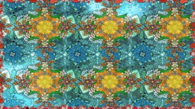 Raster - stok. Eskiz arkaplan modeli. Suluboya, elle çizilmiş. Vadinin mavi renkli çiçekleri.