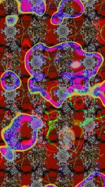 Gri ve kırmızı renkte çiçekler. Raster illüstrasyonu. Çizim çiçek deseni duvar kağıdı için kullanılabilir.