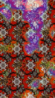 Raster. Kahverengi ve kırmızı renkte güzel çiçekli eskiz deseni, suluboya çiçek deseni, duvar kağıdı, kart veya kumaş için fayanslı.