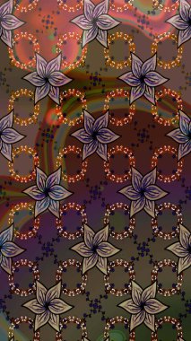 Robot resim. Kahverengi ve yeşil renkli çiçekler. Raster illüstrasyonu. Şirin çiçek elementleri..