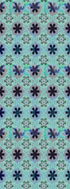 Moda baskıları için zarif bir şablon. Halk tarzı. Parlak renkli çiçekleri olan ve mavi ve nötr renklerde yaprakları olan harika bir çiçek deseni. Modern çiçek arkaplanı.