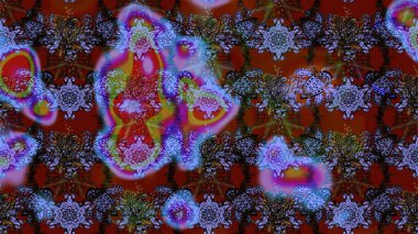 Kahverengi ve kırmızı renkte manzaralı çiçek deseni. Üst manzara, yumuşak stil. Sevgililer günü ve tebrik kartı konsepti için şık bir davetiye. Çiçek kompozisyonu, el boyası, hassas şablon..