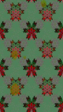 Güzel kumaş deseni. Raster illüstrasyonu. Düz Çiçek Elementleri Tasarımı. Karalama çiçeği. Zentangle soyut çiçekleri. Renkli Bahar Teması çizim şablonu.