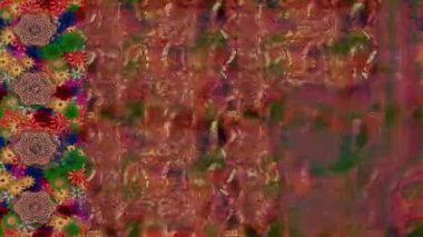 Renkli unsurlarla hareketli arka plan görüntüleri. Çiçekler. Eski model. Bayrak tarzı. Video kaydı. Şablon. Döngü. Kusursuz..
