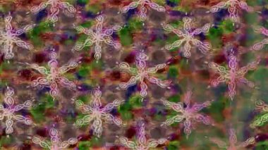 Renkli unsurlarla hareketli arka plan görüntüleri. Çiçekler. Eski model. Bayrak tarzı. Video kaydı. Şablon. Döngü. Kusursuz..