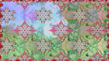 Renkli unsurlarla hareketli arka plan görüntüleri. Çiçekler. Eski model. Bayrak tarzı. Video kaydı. Şablon. Döngü. Kusursuz..