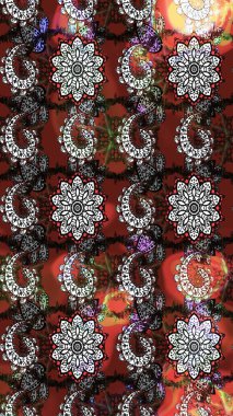 Parlak renkli çiçekleri ve gri ve kahverengi renkte yaprakları olan harika bir çiçek deseni. Modern çiçek arkaplanı. Moda baskıları için zarif bir şablon. Halk stili.