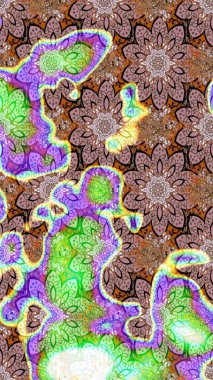 Tarafsız ve kahverengi renkte çiçekler. Raster illüstrasyonunda çiçek deseni çizimi.