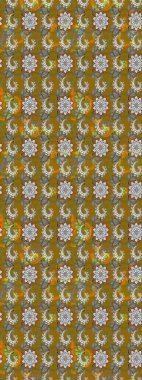 Kahverengi ve gri renkli çiçekler. Renkli Bahar Teması eskiz kalıbı. Düz Çiçek Elementleri Tasarımı. Raster illüstrasyonunda çiçek deseni çizimi.