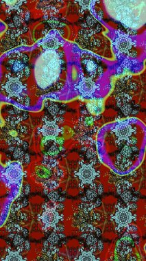 Çiçekli karalama şeklinde Raster çiçek deseni. Kırmızı ve kahverengi renkte çiçekler. Nazik, sevimli çiçek arkaplanı..