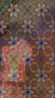 Raster floral illustration in vintage style. Raster illustration. Tender sketch pattern with flowers. Gentle, spring floral on brown and gray colors.