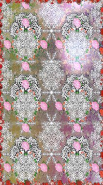 Gri ve nötr renkte çiçekler. Raster illüstrasyonu. Şirin çiçek elementleri. Kusursuz..