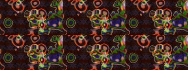 Kahverengi ve yeşil renkli çiçekler. Çiçekli karalama şeklinde Raster çiçek deseni. Yumuşak, bahar çiçekli arka plan.