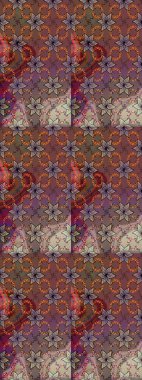 Kabile sanatı boho baskısı, klasik çiçek arkaplanı. Arkaplan dokusu, duvar kağıdı, kahverengi ve bej renkli çiçek teması. Soyut etnik raster pürüzsüz desen.