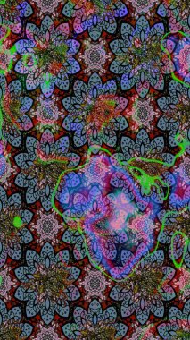 Şirin, zarif çiçekler Raster illüstrasyonu. Yapraklı çizim şekli. Tekstil için figür. Davetiye ve kartpostal tasarımı için dekoratif çiçek unsurları. Poster veya kapak için arkaplan.