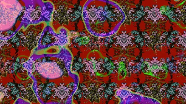 Suluboya etkisi. Organik elementler. Raster deseni. Botanik çizim deseni.