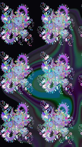 Soyut çiçek çizim kalıbı arka planı. Küçük çiçekteki sevimli çiçek deseni. Siyah ve mor renklerde. Raster illüstrasyonu. Raster deseni.