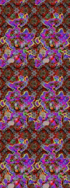 Asya tekstil tarzında. Gri ve kırmızı renkte çiçekler. Raster illüstrasyonu. Raster illüstrasyonu. Çiçek desenini çiz.